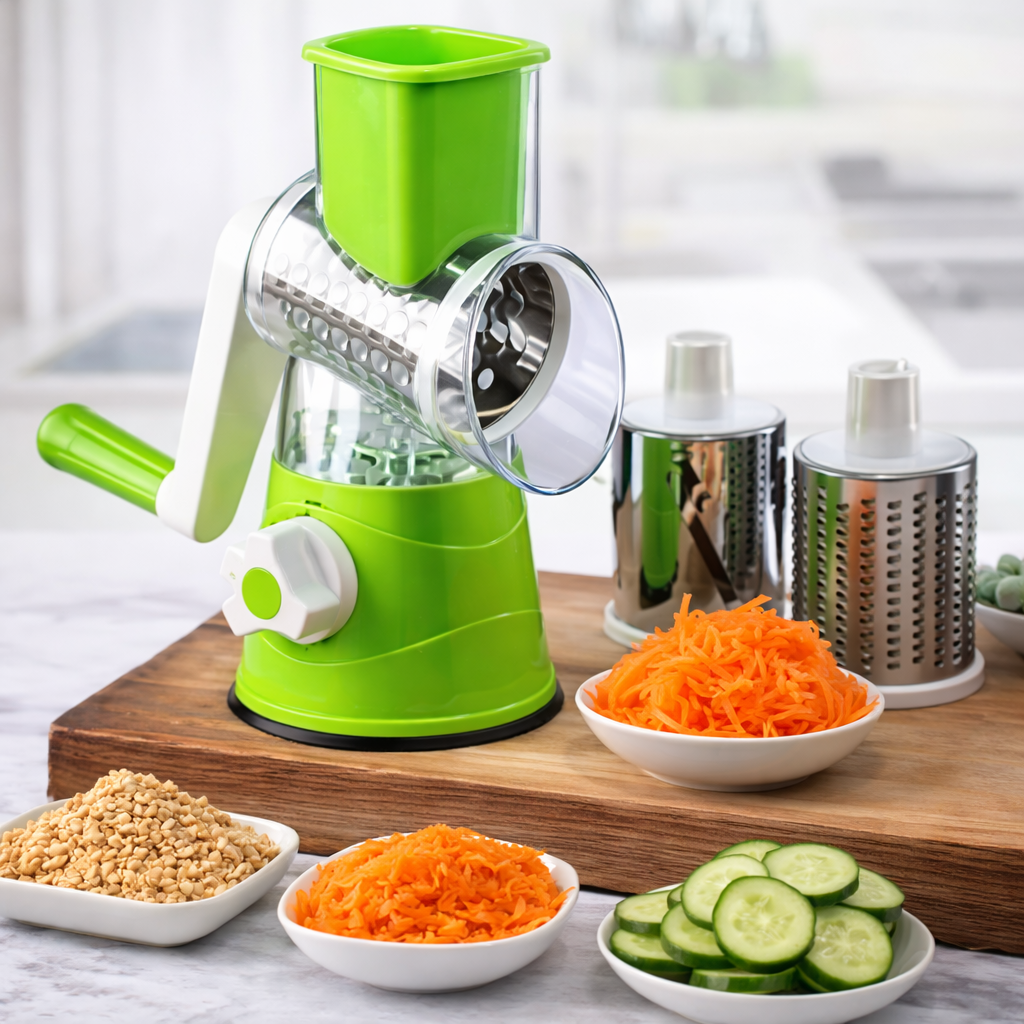 Drum Cutter Stainless Steel Vegetable Slicer & Grater Shredder with Strong Suction Base