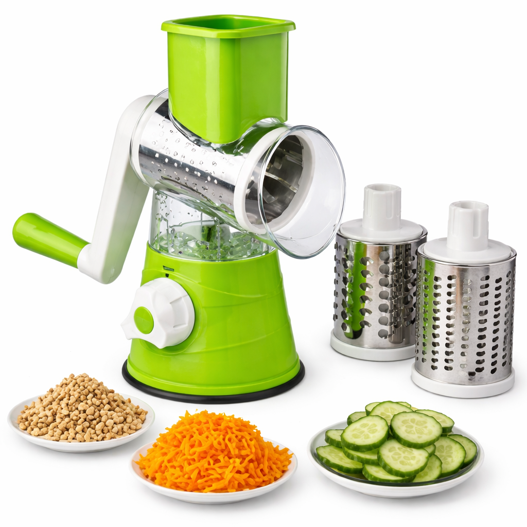 Drum Cutter Stainless Steel Vegetable Slicer & Grater Shredder with Strong Suction Base