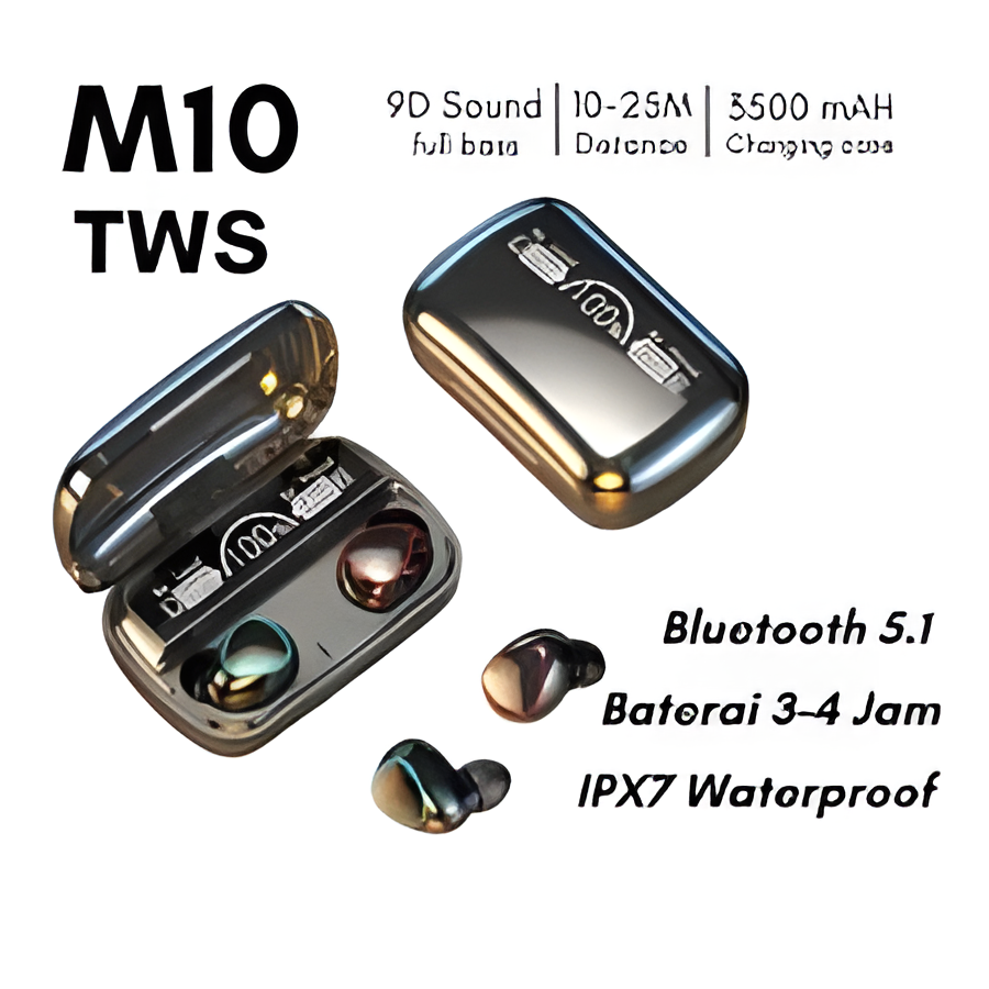 M10 Wireless Earbuds – Deep Bass, Touch Control & LED Display