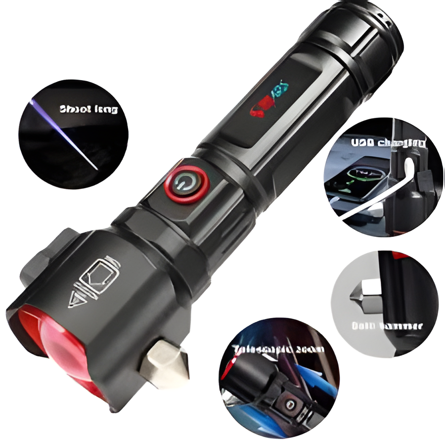 Emergency Hammer Flashlight – Safety Escape Tool for Cars