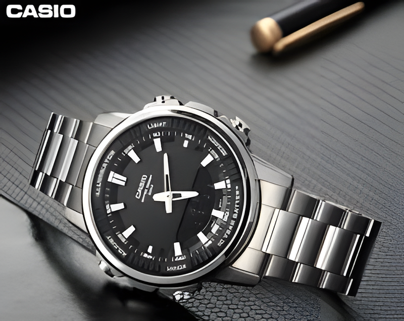 Casio AMW-880D Analog-Digital Watch – Dual Display & Stainless Steel Band