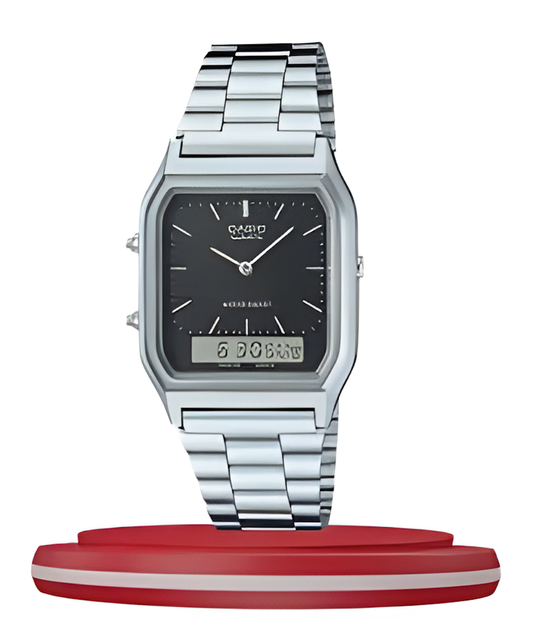 Vintage Dual Display Chain Watch | Retro Digital & Analog Display