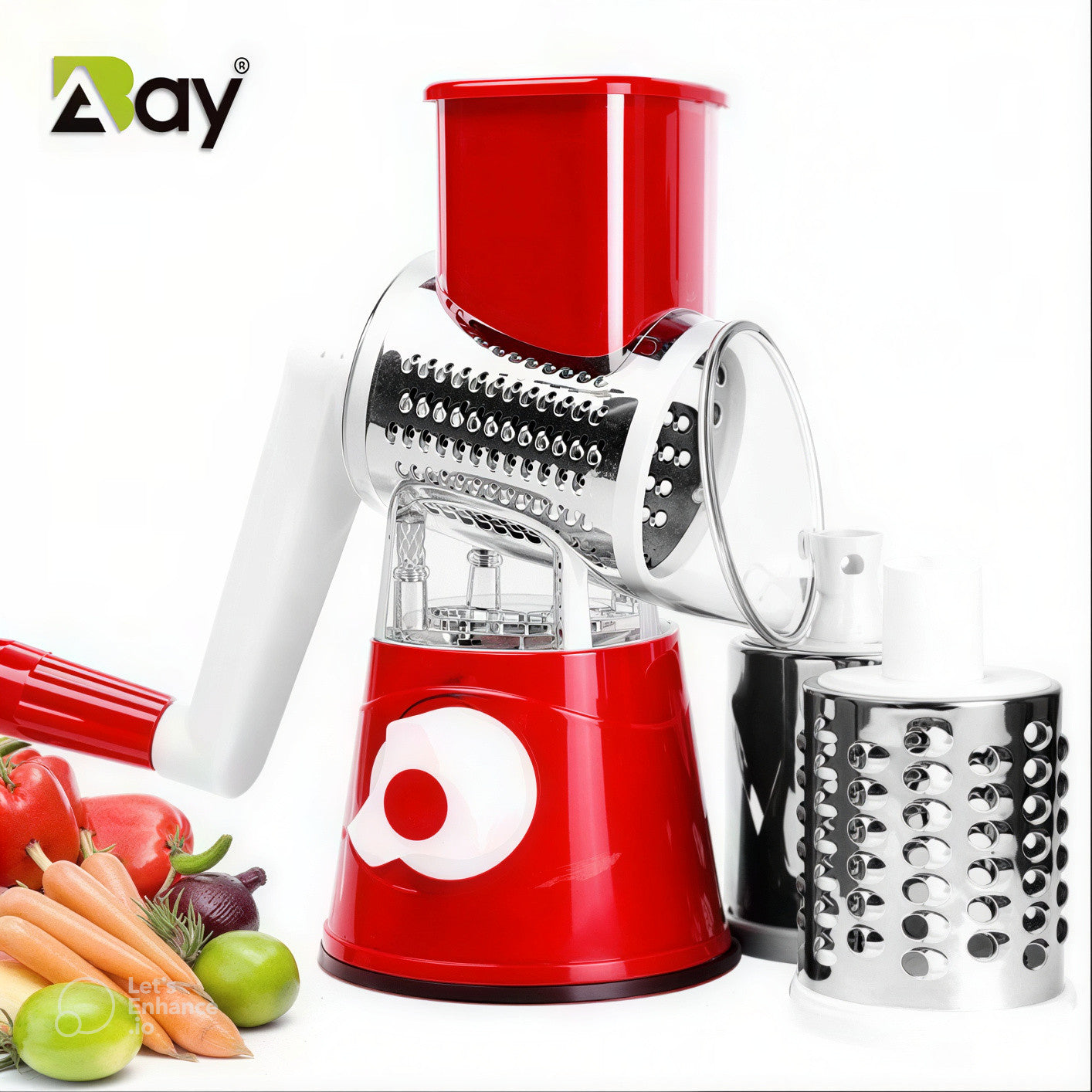 Drum Cutter Stainless Steel Vegetable Slicer & Grater Shredder with Strong Suction Base